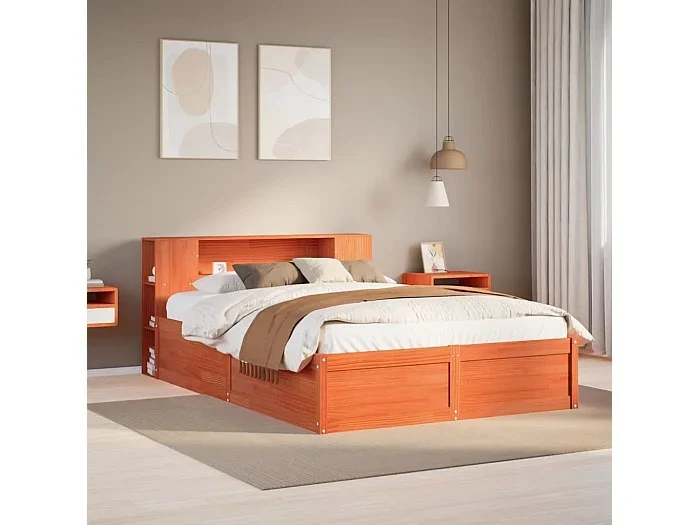 Estructura de cama sin colchón madera maciza marrón 120×190 cm