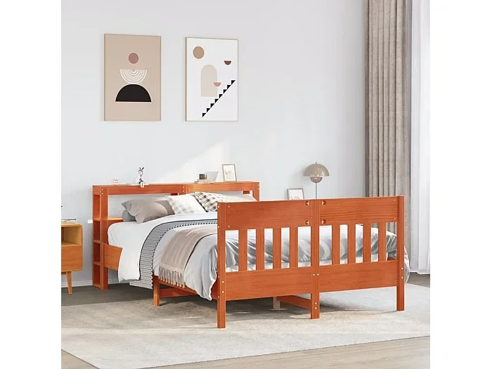 Estructura de cama sin colchón madera maciza marrón 120×190 cm