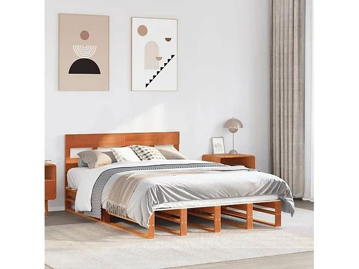 Estructura de cama sin colchón madera maciza marrón 120×190 cm
