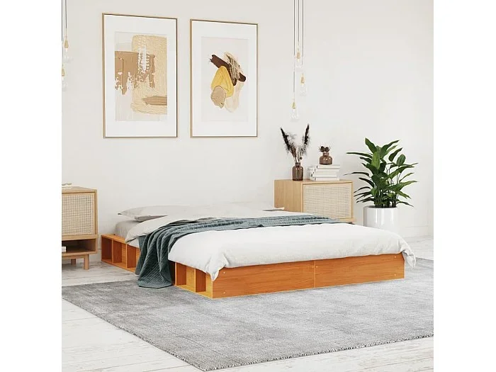 Estructura de cama sin colchón madera maciza marrón 120×190 cm