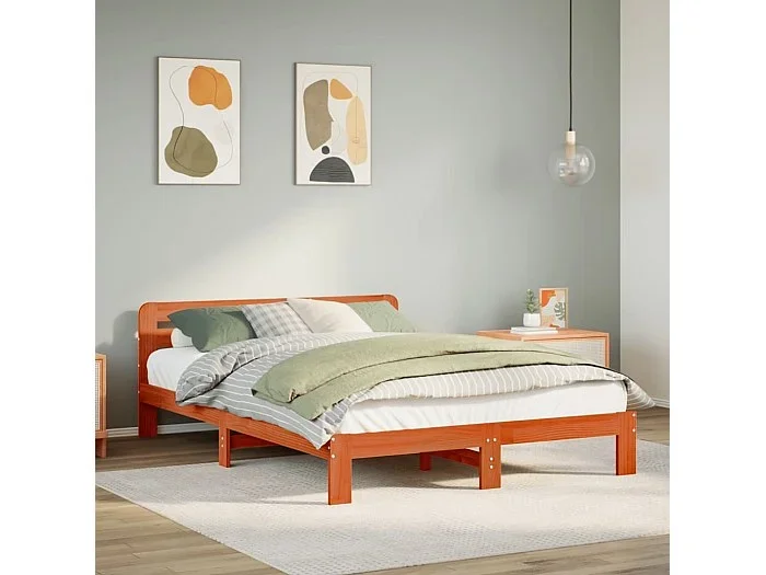 Estructura de cama sin colchón madera maciza marrón 135×190 cm