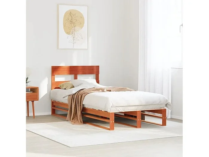 Estructura de cama sin colchón madera maciza marrón 75×190 cm