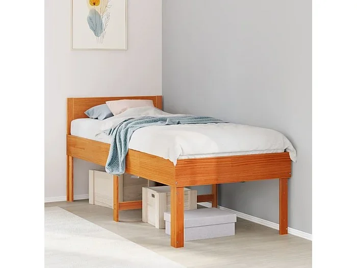 Estructura de cama sin colchón madera maciza marrón 75×190 cm