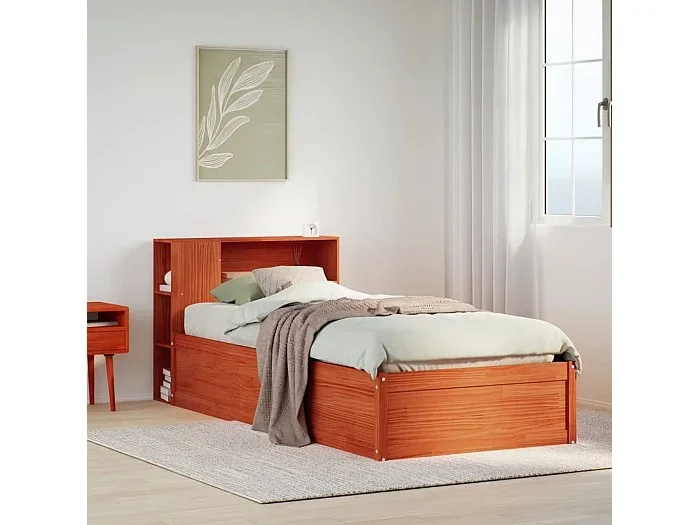 Estructura de cama sin colchón madera maciza marrón 75×190 cm