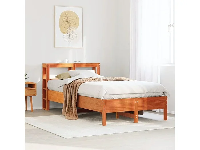Estructura de cama sin colchón madera maciza marrón 75×190 cm