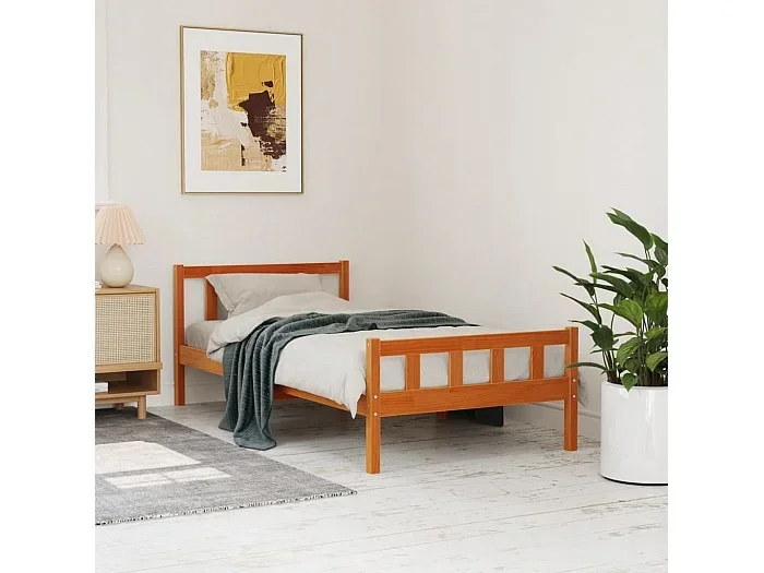 Estructura de cama sin colchón madera maciza marrón 75×190 cm