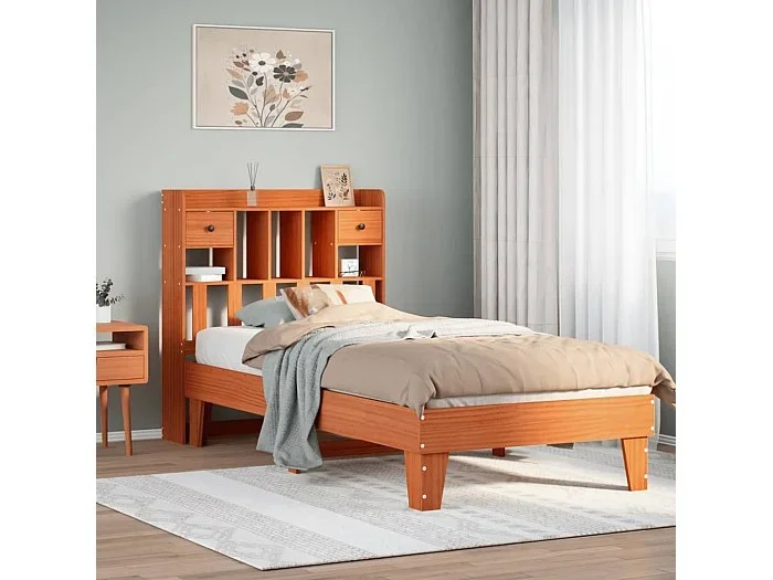 Estructura de cama sin colchón madera maciza marrón 75×190 cm