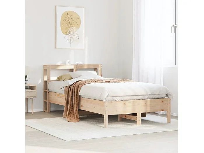 Estructura de cama sin colchón madera maciza pino 75×190 cm