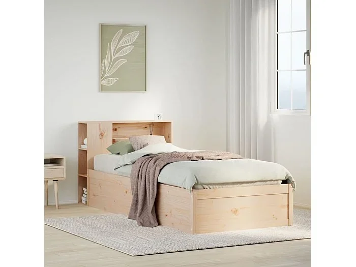 Estructura de cama sin colchón madera maciza pino 75×190 cm