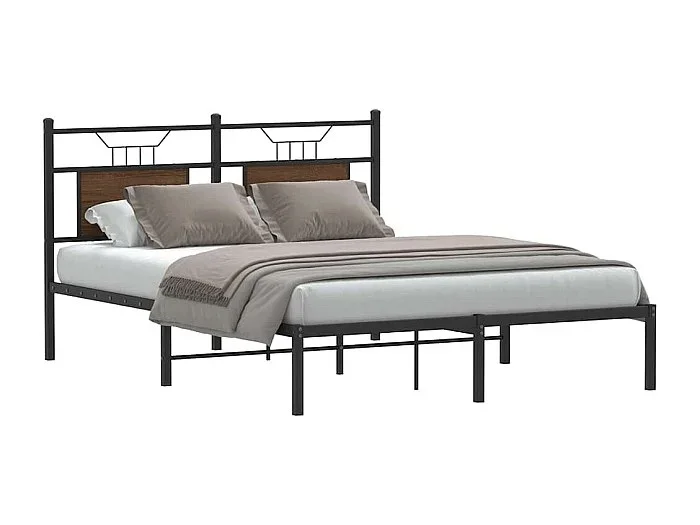 Estructura de cama sin colchón madera marrón roble 137×190 cm