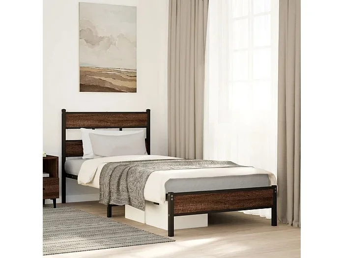 Estructura de cama sin colchón madera marrón roble 80×200 cm