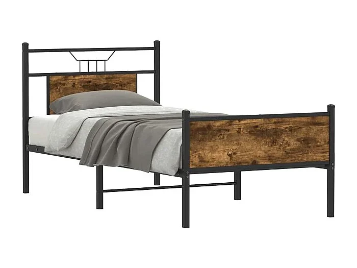 Estructura de cama sin colchón madera roble ahumado 90×190 cm