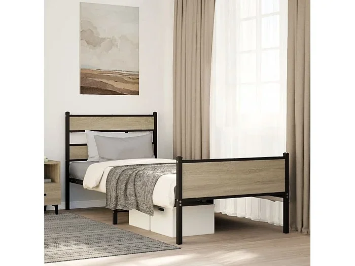 Estructura de cama sin colchón madera roble Sonoma 100×200 cm