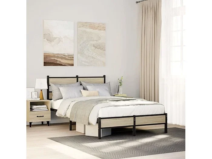 Estructura de cama sin colchón madera roble Sonoma 120×200 cm