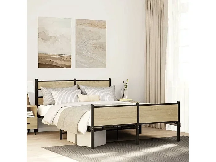 Estructura de cama sin colchón madera roble Sonoma 140×190 cm