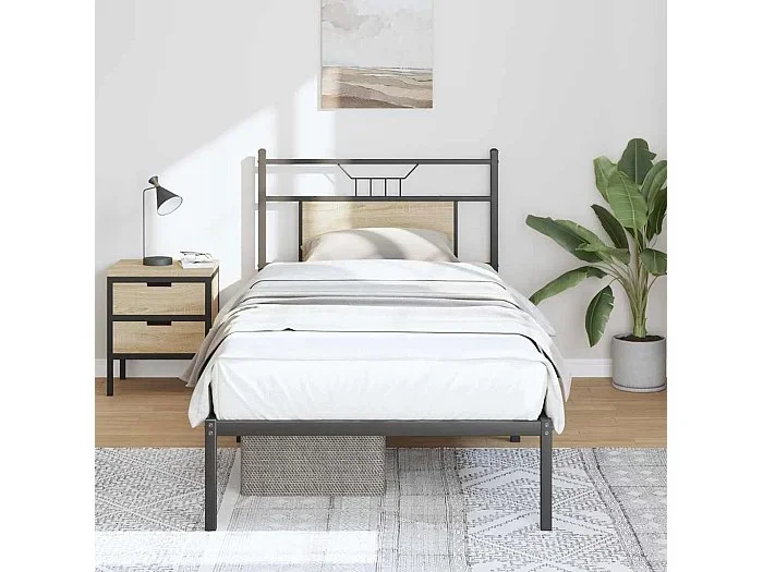 Estructura de cama sin colchón madera roble Sonoma 90×190 cm