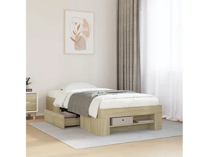 Estructura de cama sin colchón madera roble Sonoma 90×200 cm