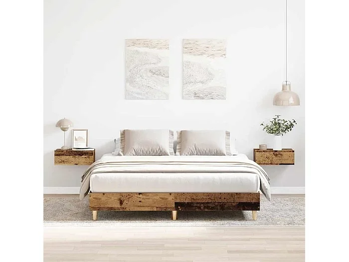 Estructura de cama sin colchón madera vieja 140×200 cm