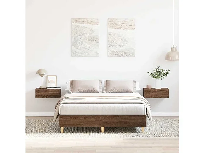 Estructura de cama sin colchón marrón roble 120×190 cm madera