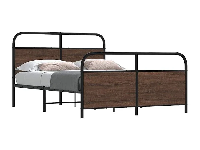 Estructura de cama sin colchón metal marrón roble 137×190 cm
