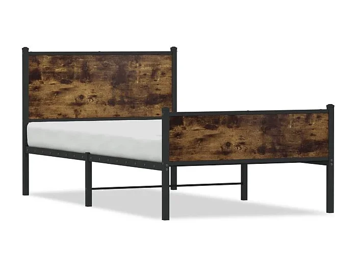 Estructura de cama sin colchón metal roble ahumado 100×190 cm