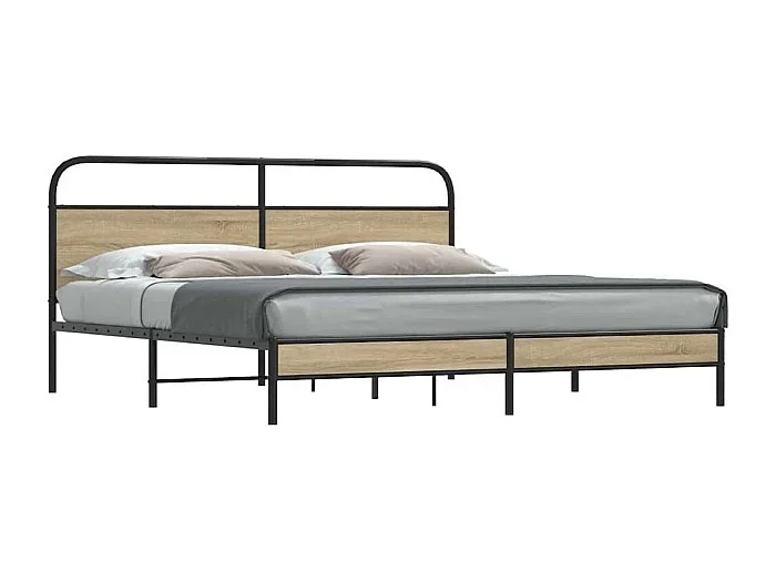 Estructura de cama sin colchón metal roble ahumado 193×203 cm