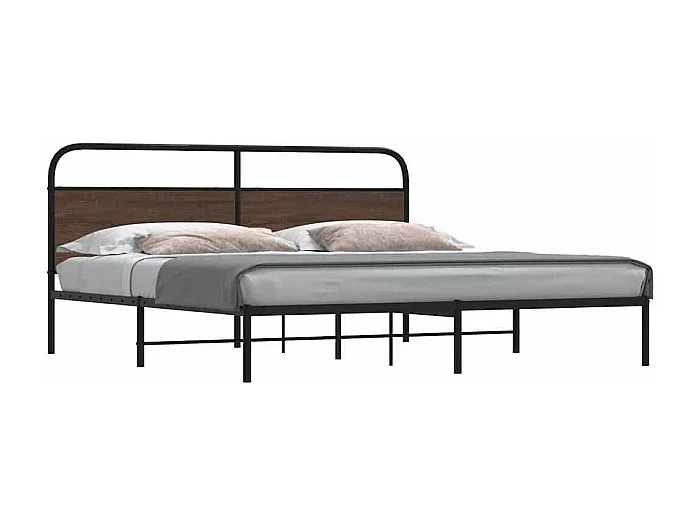 Estructura de cama sin colchón metal roble marrón 183×213 cm
