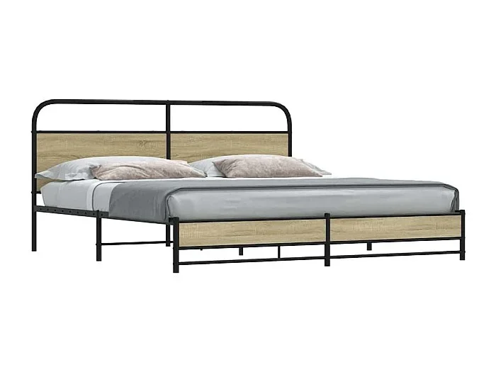 Estructura de cama sin colchón metal roble Sonoma 180×200 cm