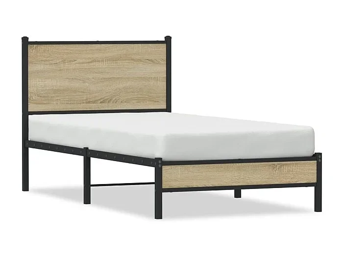 Estructura de cama sin colchón metal roble Sonoma 75×190 cm