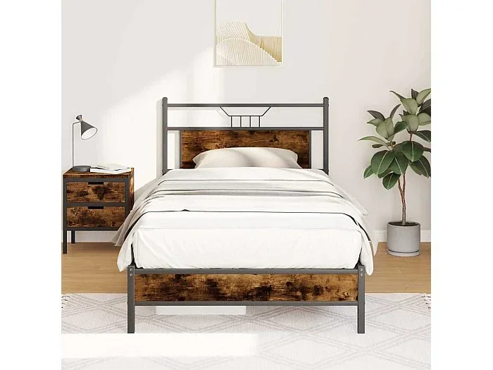 Estructura de cama sin colchón roble ahumado 107×203 cm