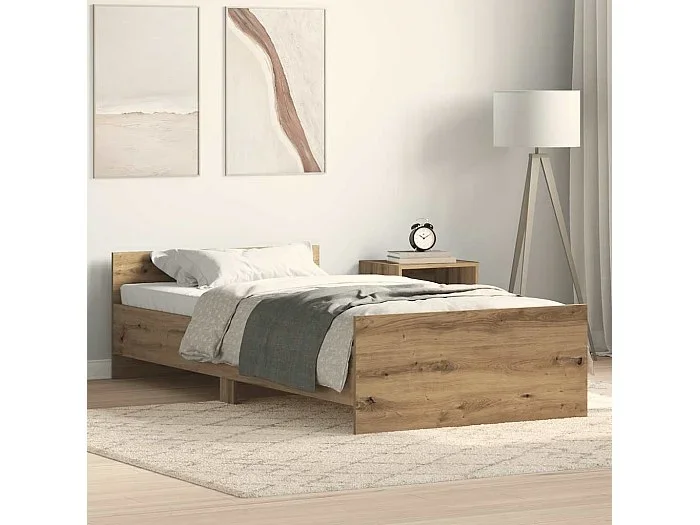 Estructura de cama sin colchón roble artesanal 75×190 cm