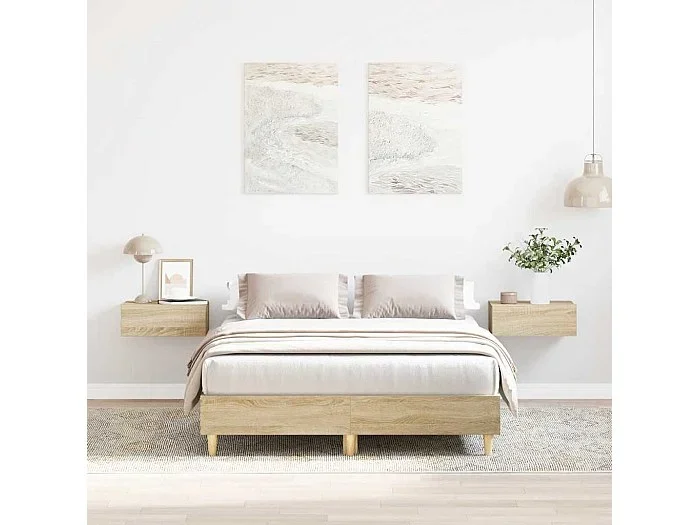Estructura de cama sin colchón roble Sonoma 120×190 cm madera