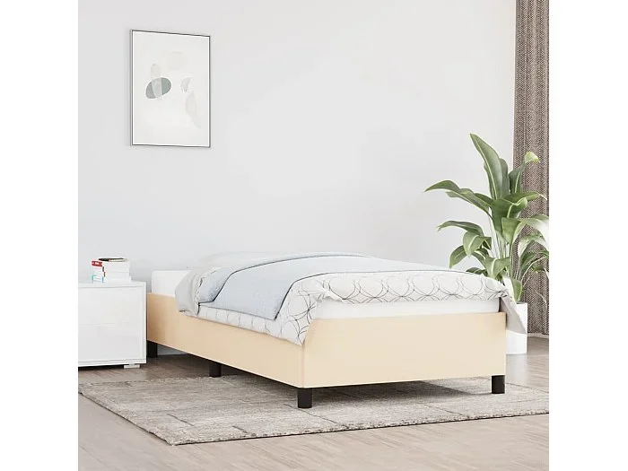 Estructura de cama sin colchón tela crema 80×200 cm