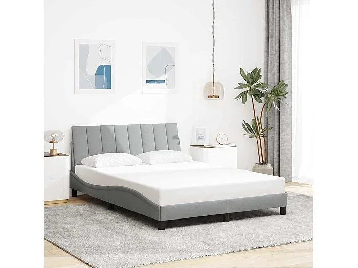 Estructura de cama sin colchón tela gris claro 120×200 cm