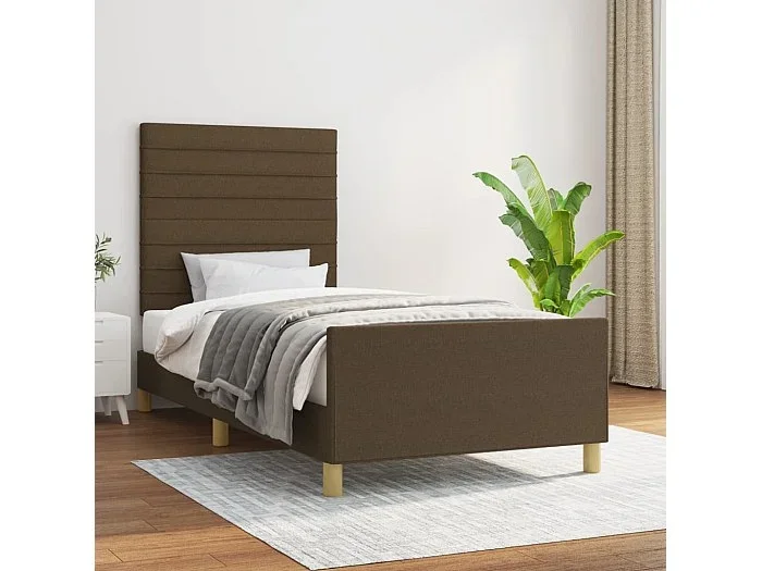 Estructura de cama sin colchón tela marrón oscuro 100×200 cm