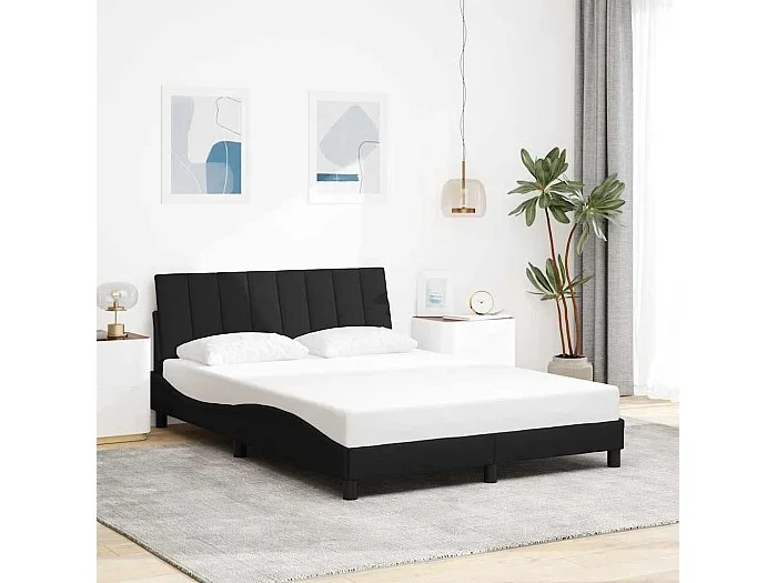 Estructura de cama sin colchón tela negro 120×200 cm