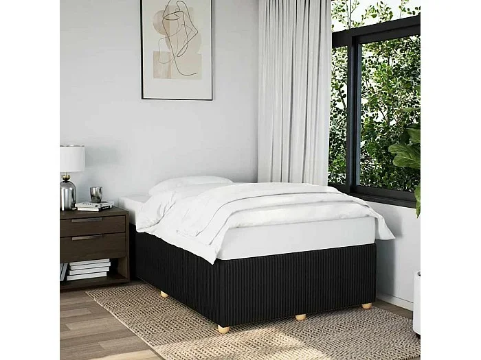 Estructura de cama sin colchón tela negro 120×200 cm
