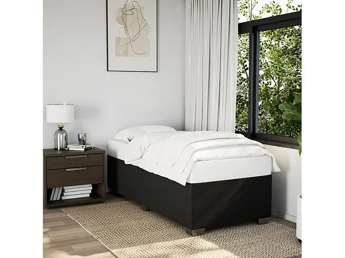 Estructura de cama sin colchón tela negro 90×200 cm