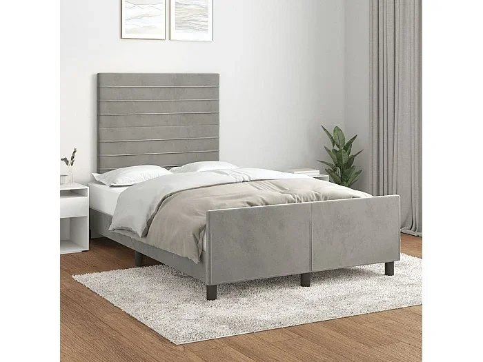Estructura de cama sin colchón terciopelo gris claro 120×190 cm