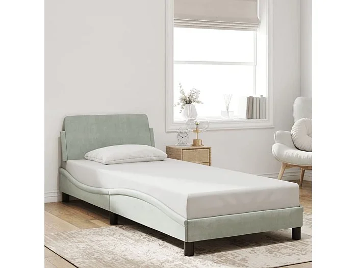 Estructura de cama sin colchón terciopelo gris claro 80×200 cm