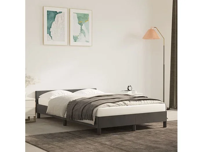 Estructura de cama sin colchón terciopelo gris oscuro 120x190cm