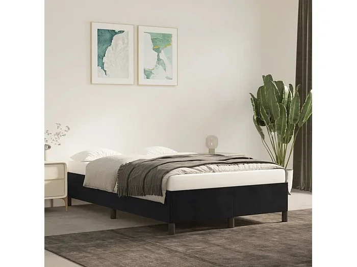 Estructura de cama sin colchón terciopelo negro 120×190 cm