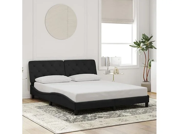 Estructura de cama sin colchón terciopelo negro 160×200 cm