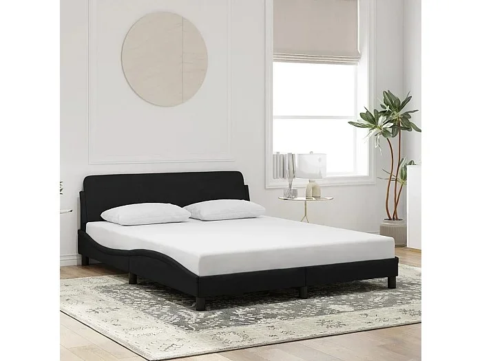 Estructura de cama sin colchón terciopelo negro 160×200 cm