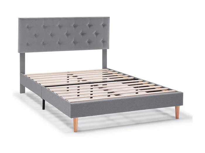 Estructura de cama tapizada Rosi de 30 cm, 150×190 cm, Gris Oscuro