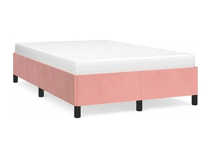 Estructura de cama terciopelo rosa 120×190 cm