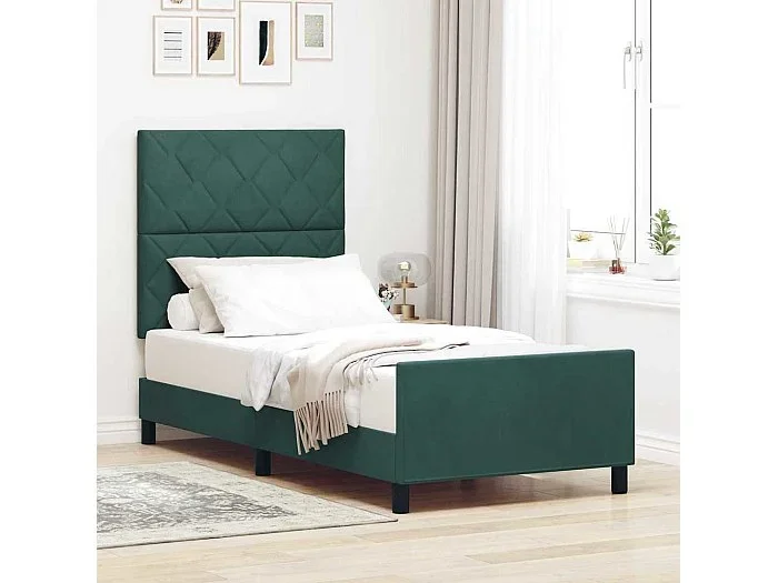 Estructura de cama Verde oscuro 100 x 200 cm Terciopelo