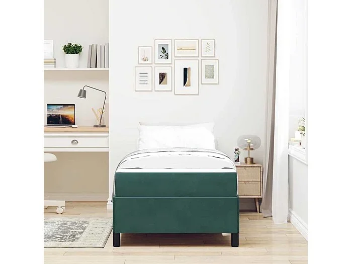 Estructura de cama Verde oscuro, Verde y Blanco 90 x 190 cm