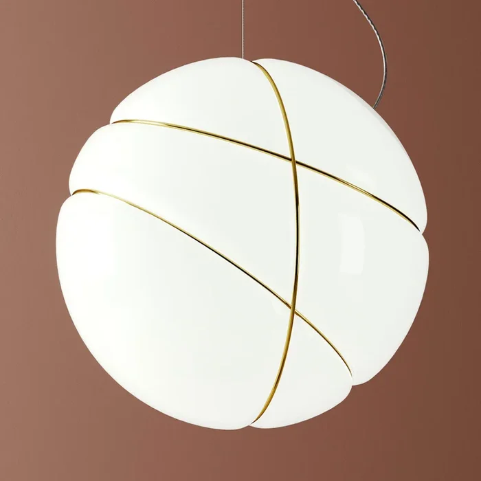 Fabbian Armilla lámpara colgante vidrio blanco oro