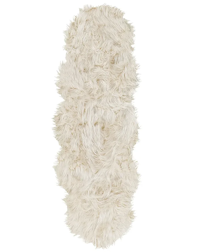 Faux Fur Rug MAMUNGARI Beige 60 x 180 cm